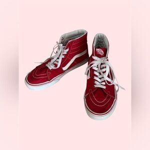 Vans Red Hi-Top Sneakers Shoes Unisex Mens 7 Womens 8.5
